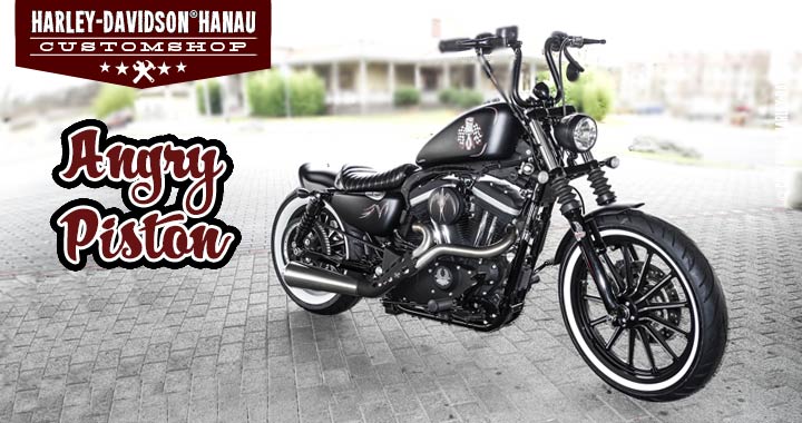 Custombike Sportster Angry Piston umgebaut von Harley-Davidson Hanau