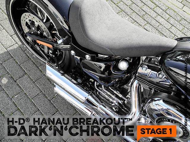 Softail Breakout Umbau zum Dark 'n' Chrome Stage 1 Custombike durchgeführt vom Customshop Harley-Davidson Hanau