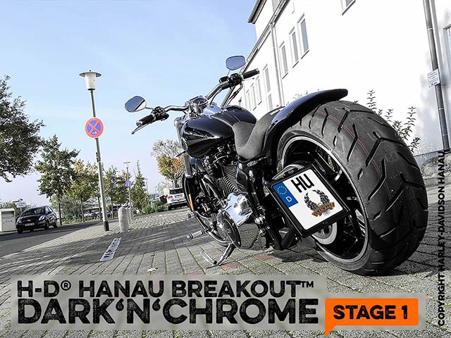Softail Breakout Umbau zum Dark 'n' Chrome Stage 1 Custombike durchgeführt vom Customshop Harley-Davidson Hanau
