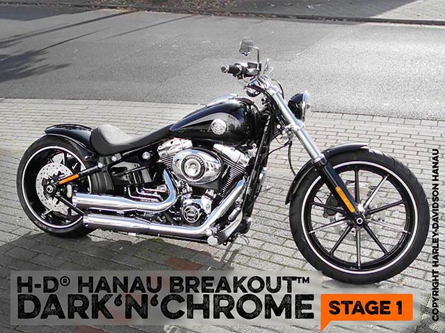 Softail Breakout Umbau zum Dark 'n' Chrome Stage 1 Custombike durchgeführt vom Customshop Harley-Davidson Hanau