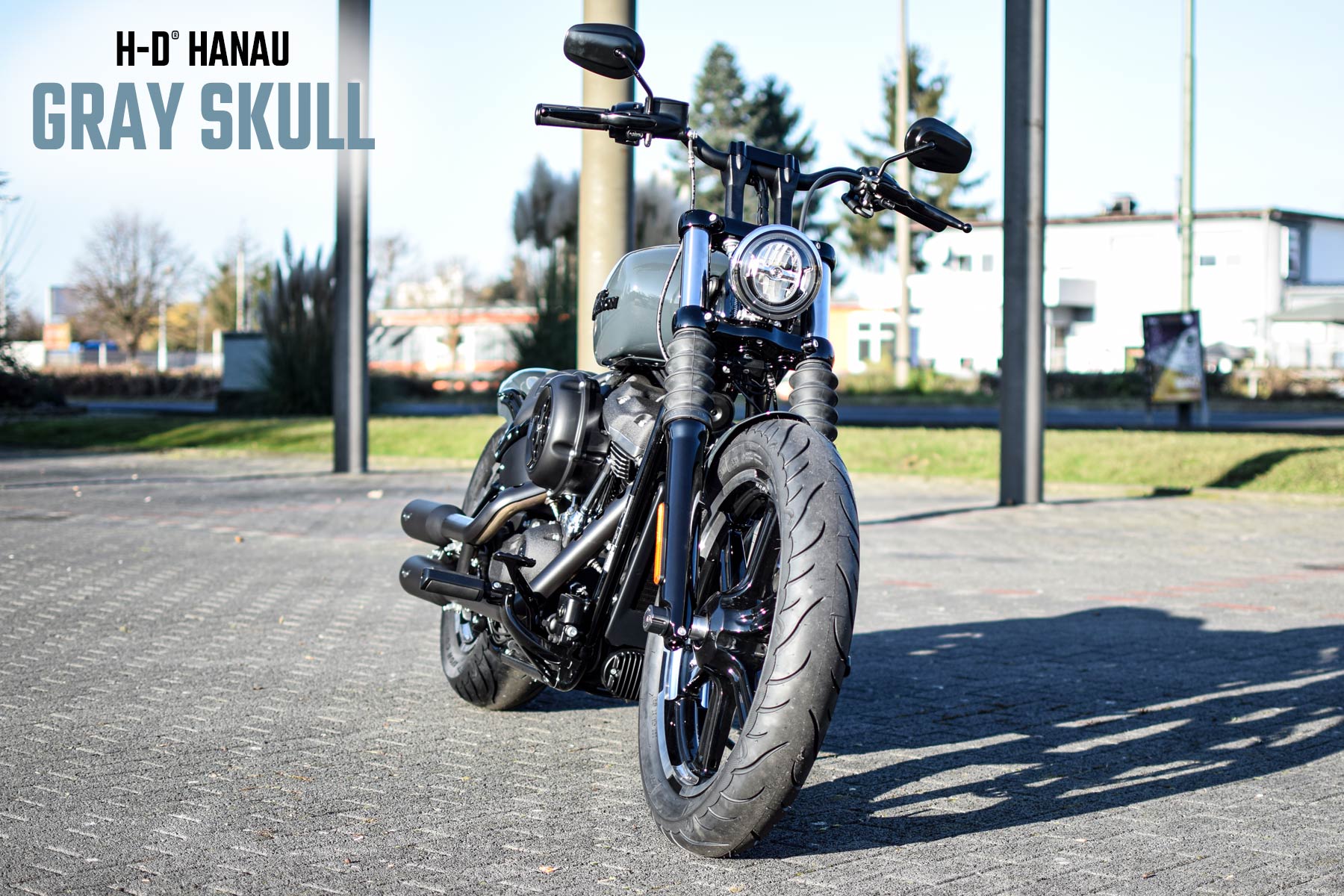 Harley-Davidson Hanau Street B Umbau Gray Skull Custombike