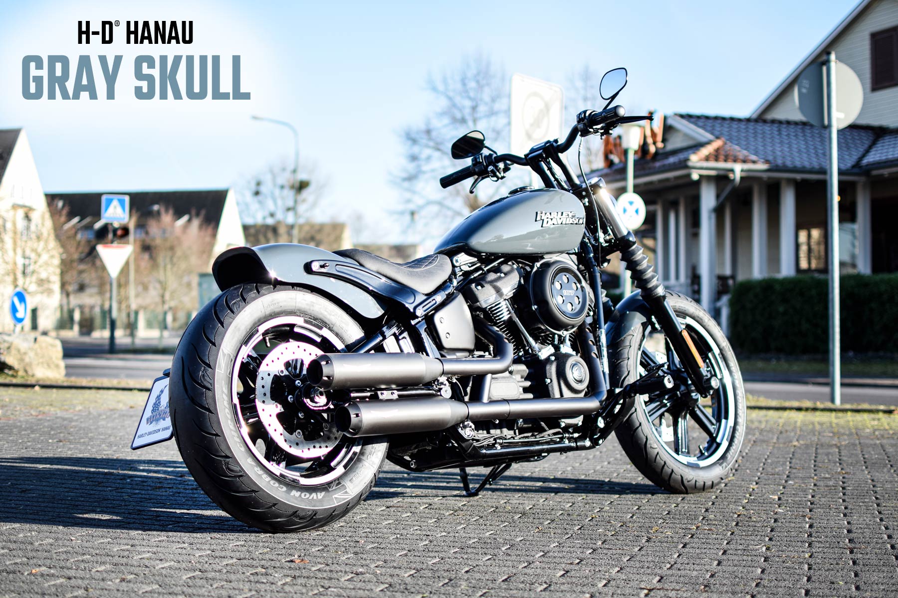 Harley-Davidson Hanau Street B Umbau Gray Skull Custombike