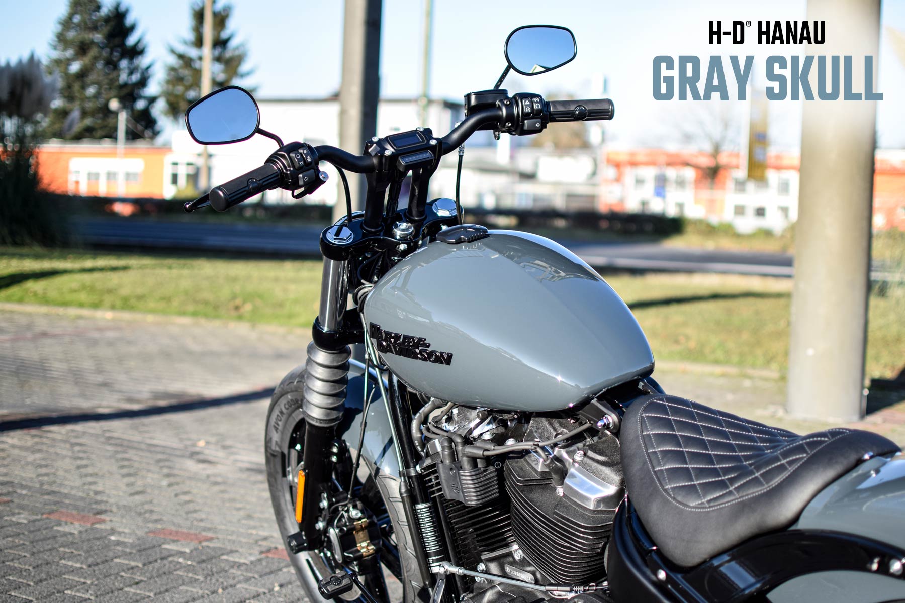 Harley-Davidson Hanau Street B Umbau Gray Skull Custombike
